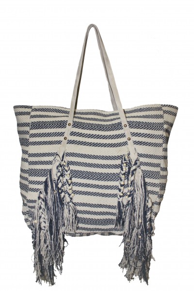 Striped Fringed Bag